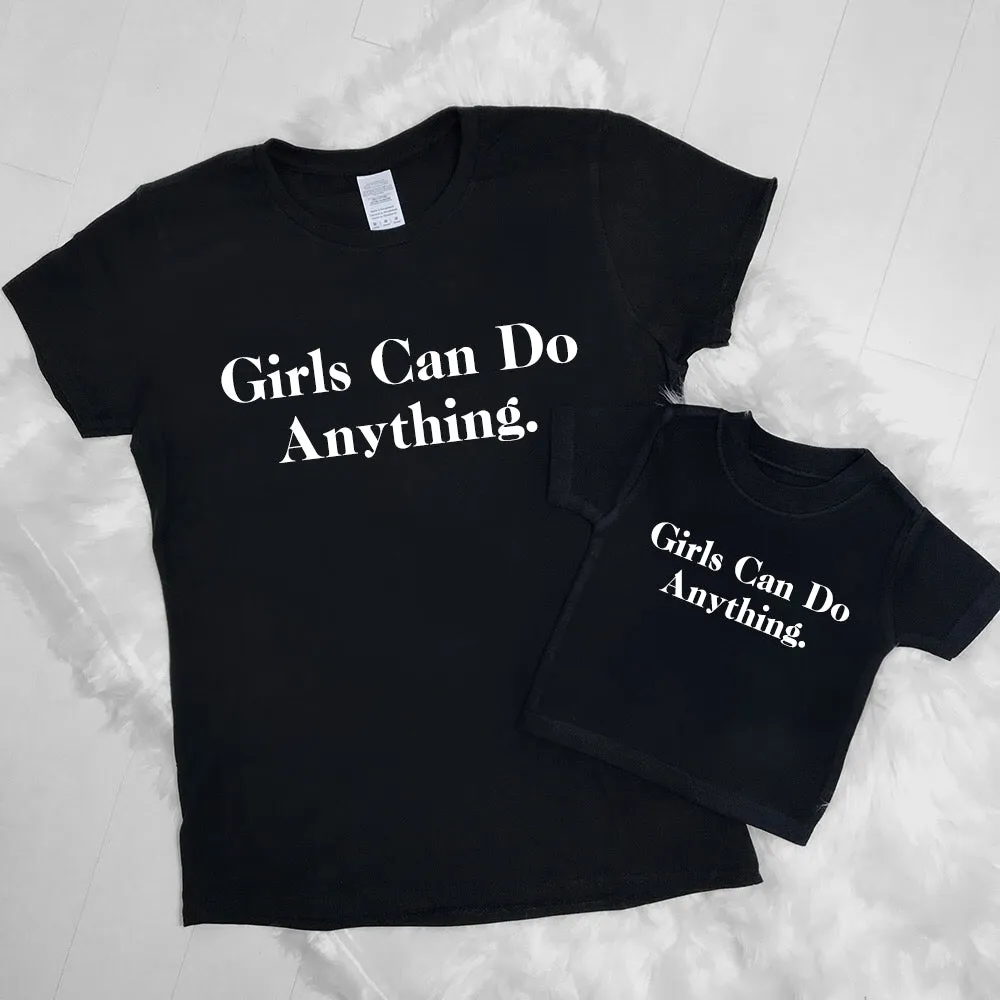 Girls Can Do Anything Black Matching Tees (MRK X) maternity leggings online