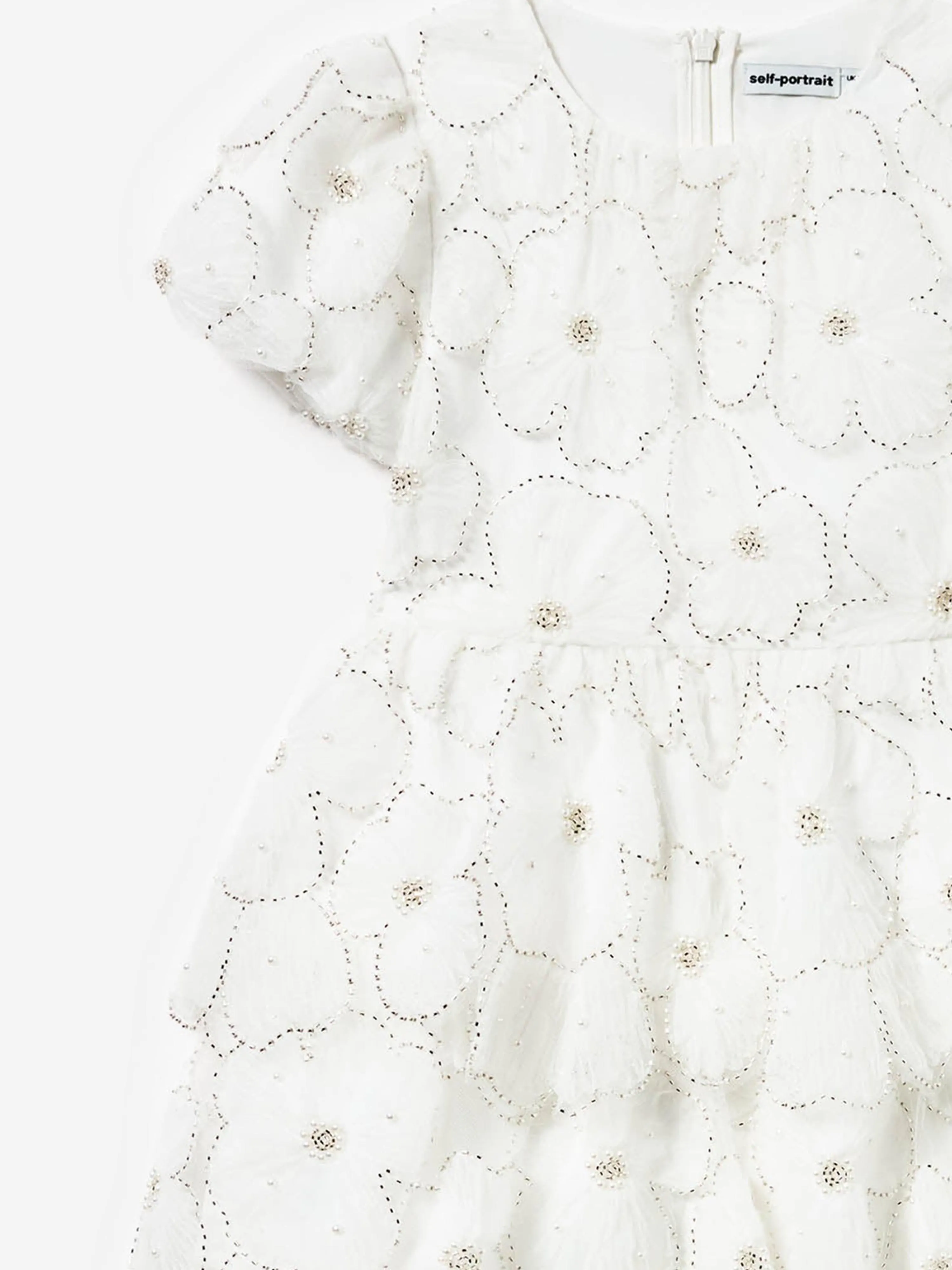 Mädchen Tüllkleid mit Verzierungen in Weiß