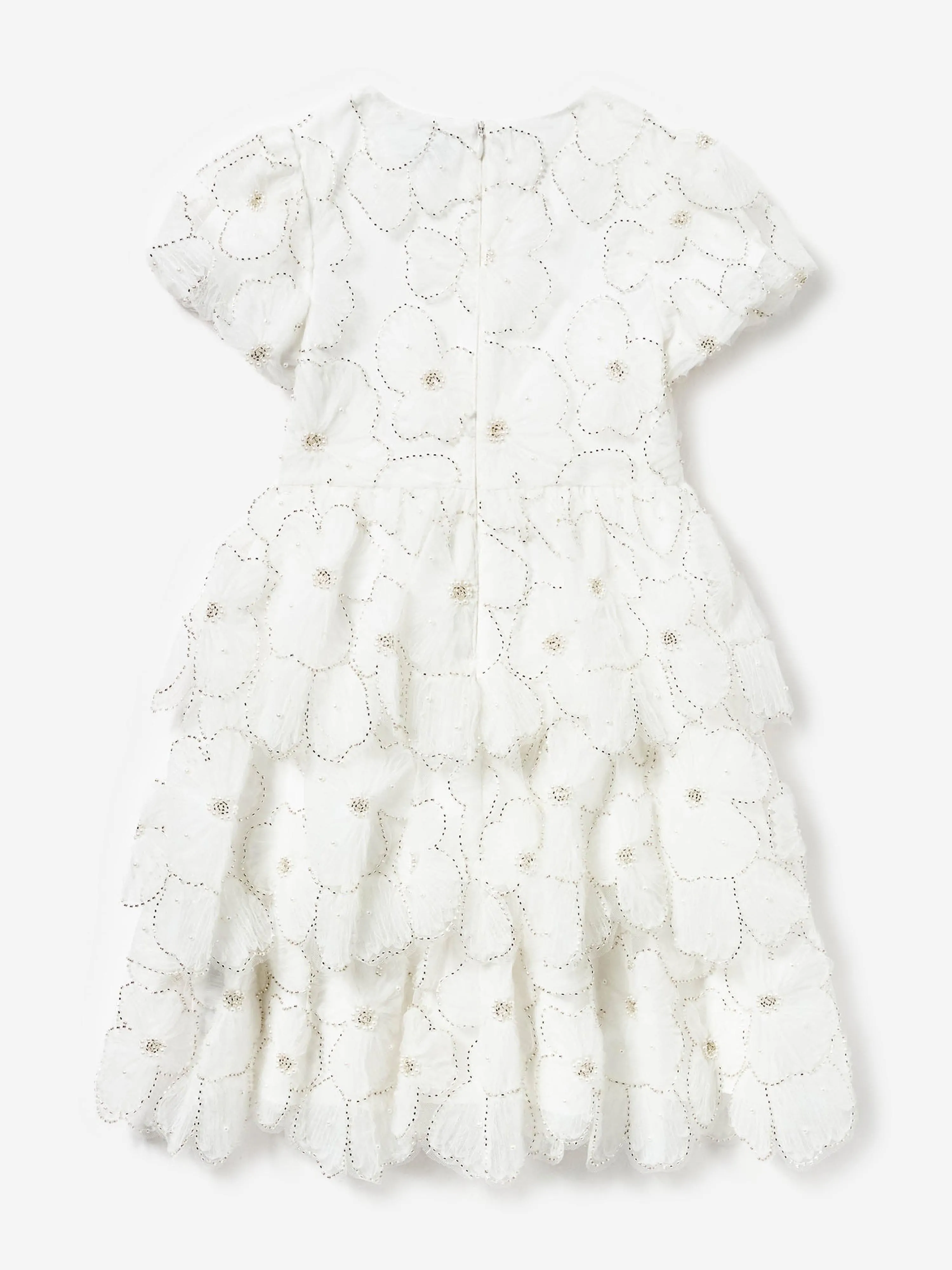 Mädchen Tüllkleid mit Verzierungen in Weiß