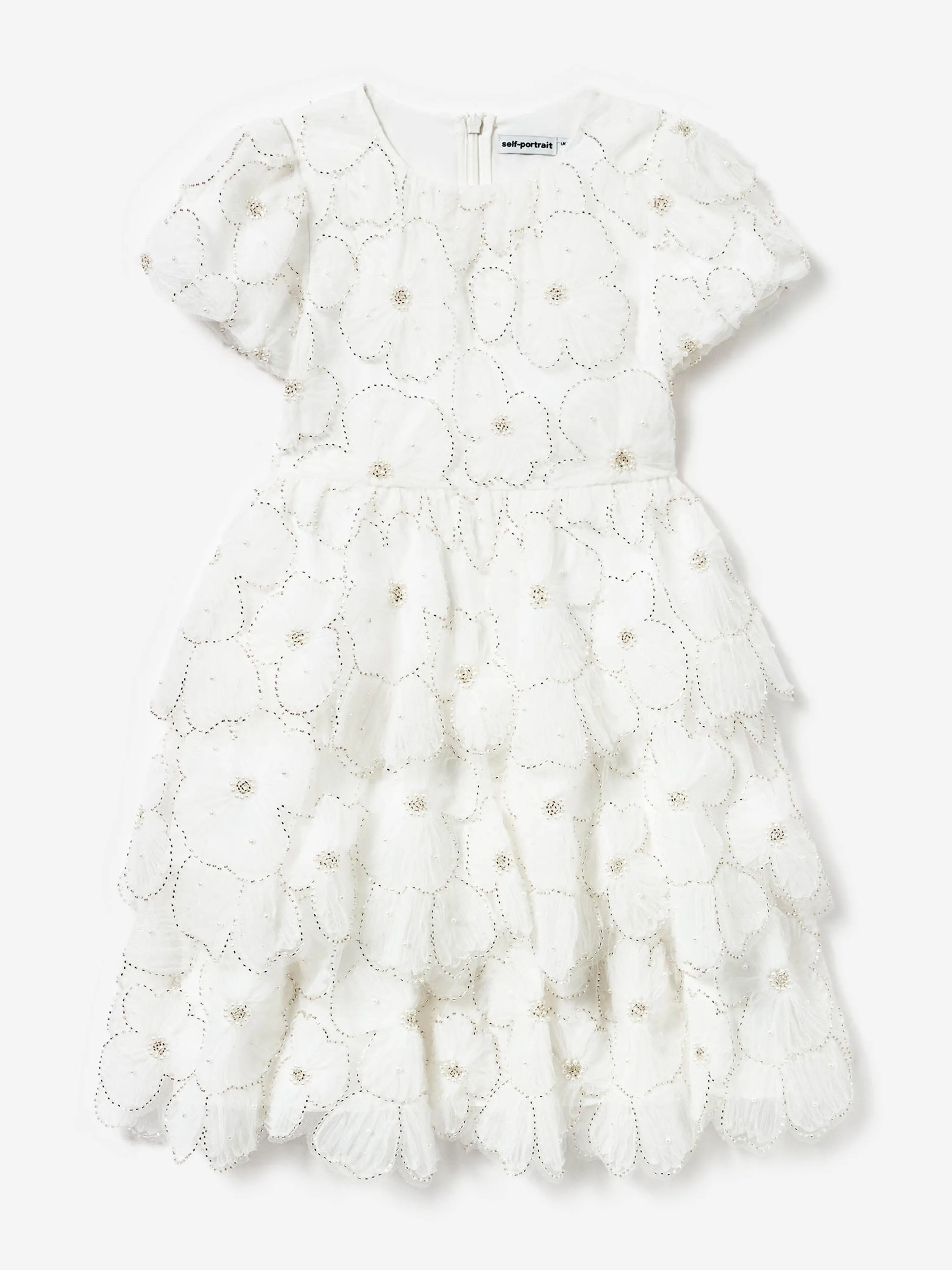Mädchen Tüllkleid mit Verzierungen in Weiß