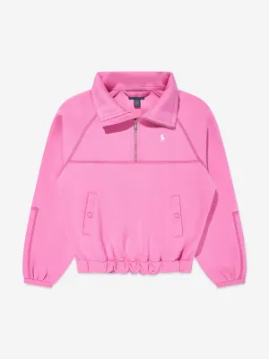 Mädchen Half Zip Hybrid Sweatshirt in Rosa