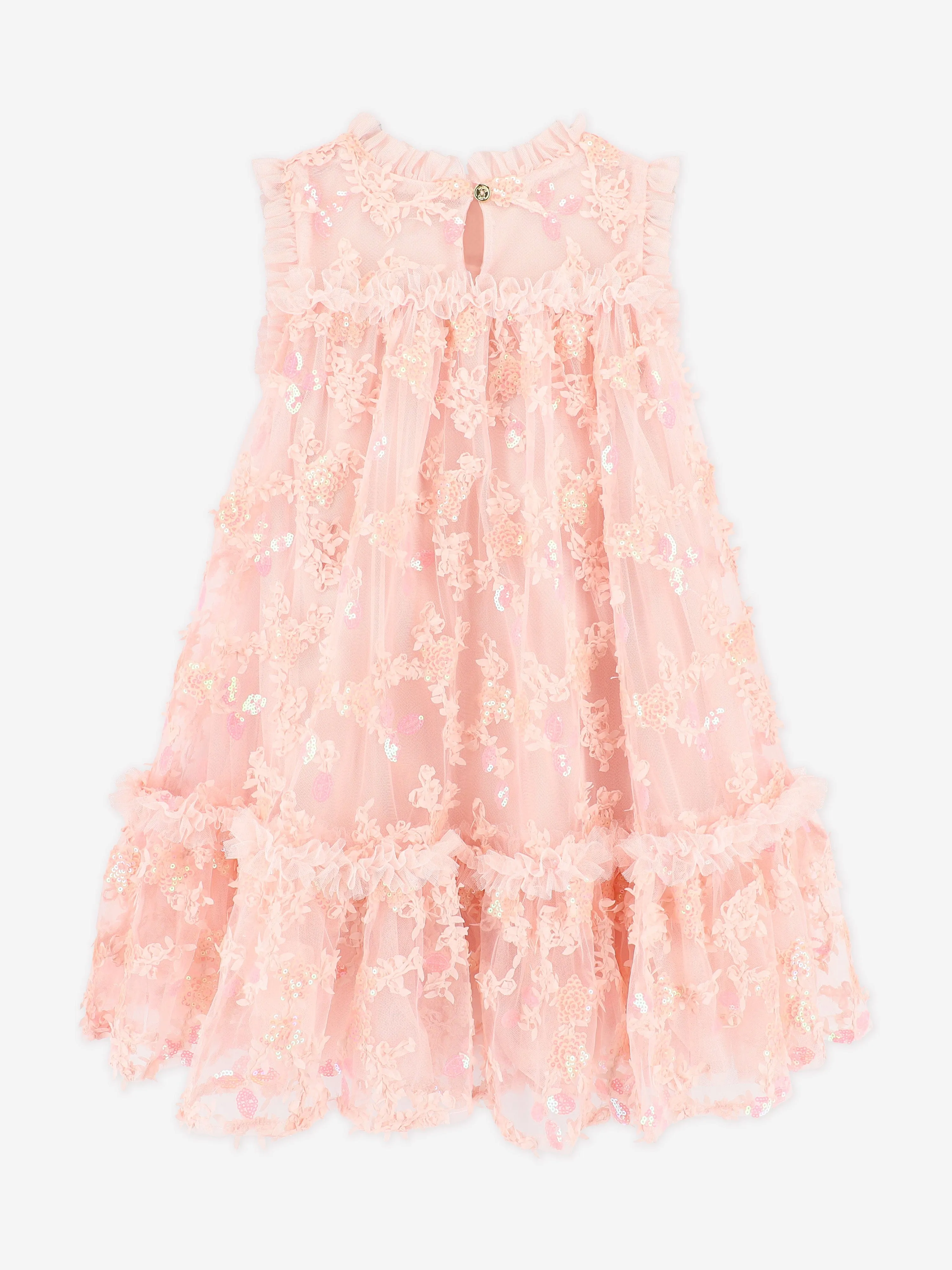 Mädchen Tilly Pailletten Blumen Tüllkleid in Rosa