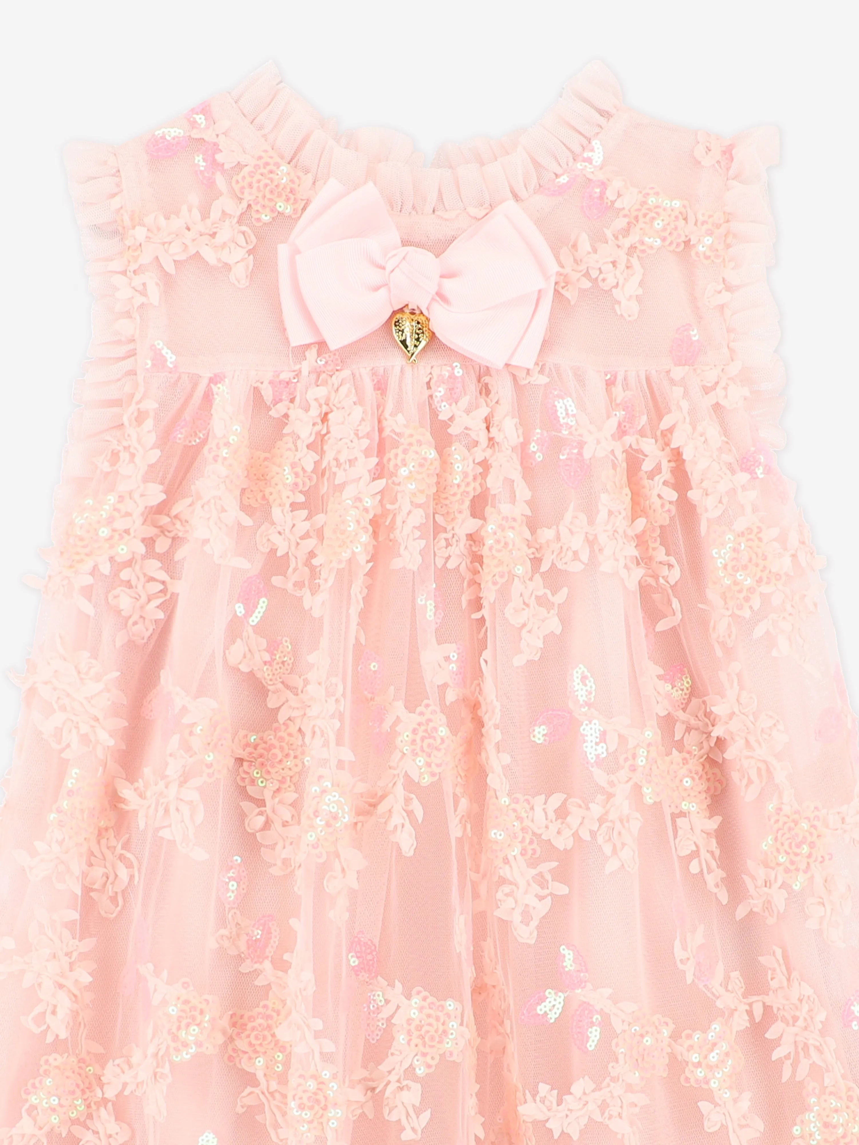 Mädchen Tilly Pailletten Blumen Tüllkleid in Rosa