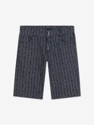 Givenchy Boys 4G Denim Shorts in Blau