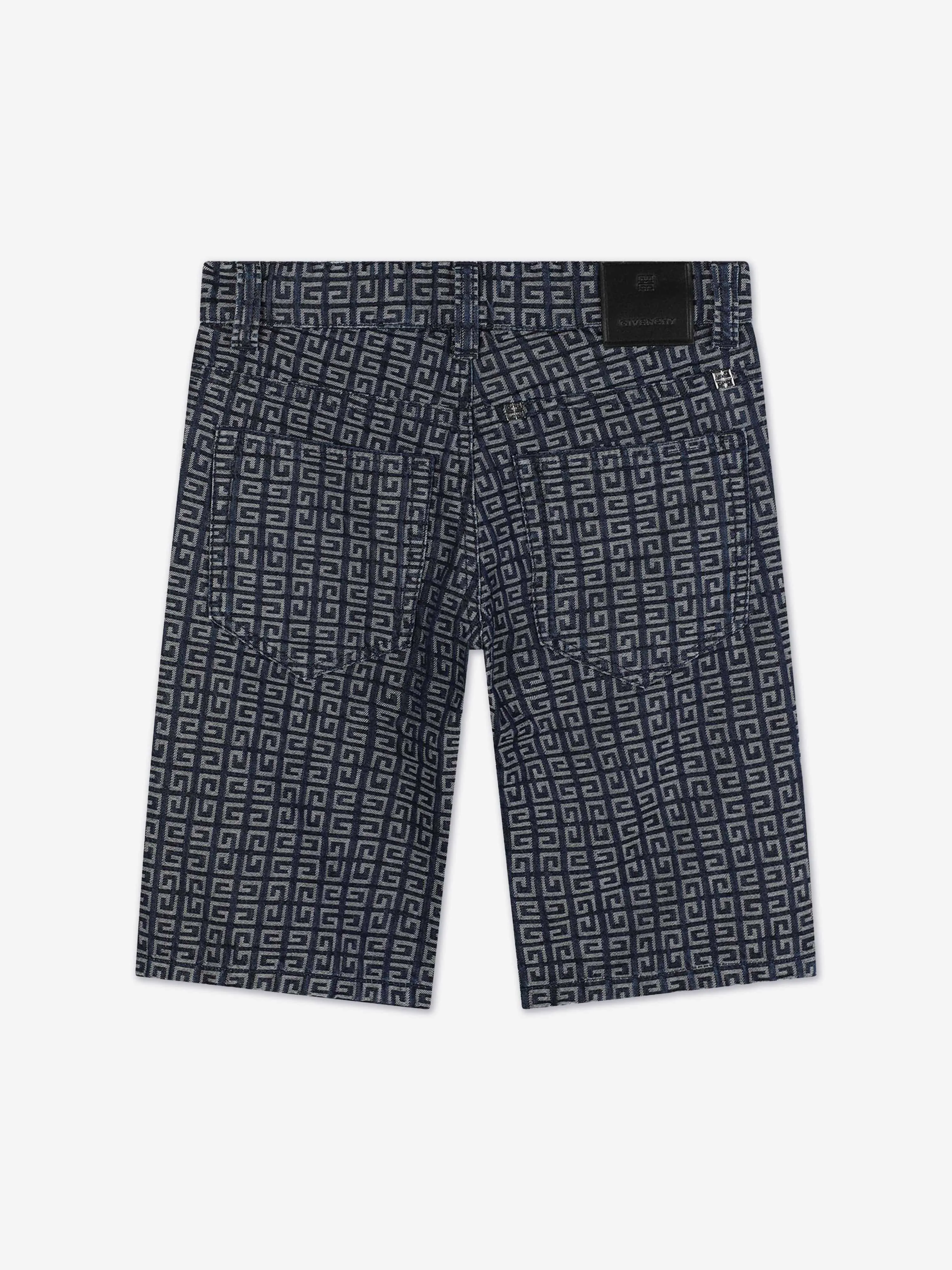 Givenchy Boys 4G Denim Shorts in Blau