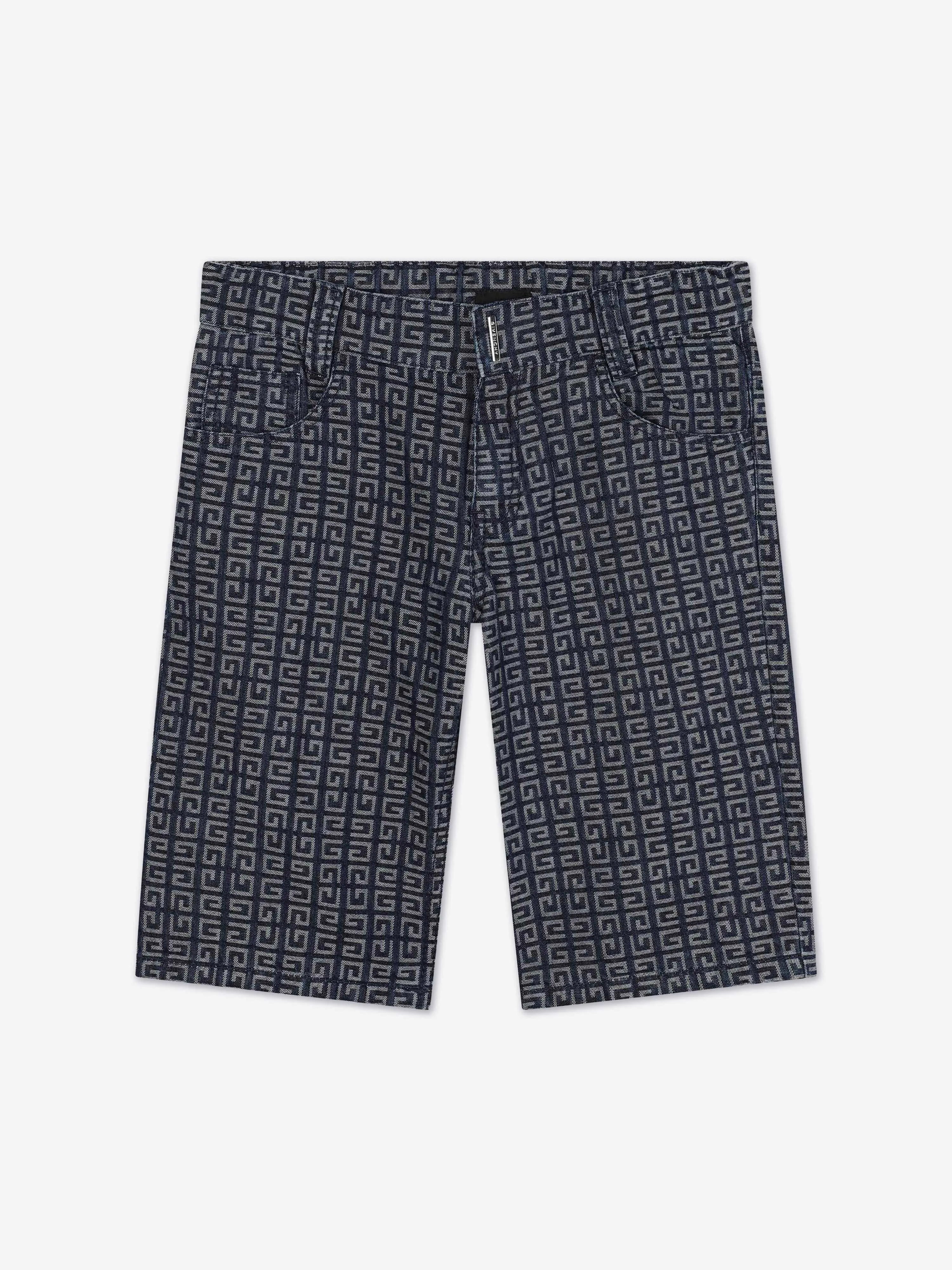 Givenchy Boys 4G Denim Shorts in Blau