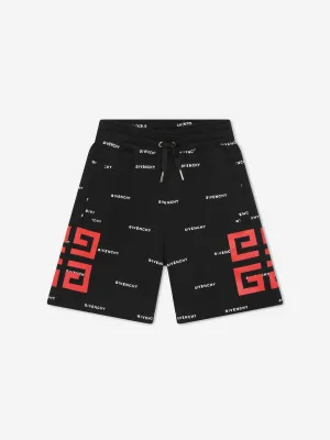 Givenchy Boys Logo Print Bermuda Shorts in Schwarz