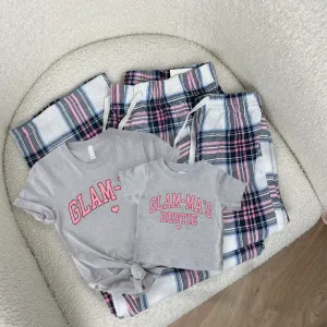 Glam-Ma & Glam-Ma's Bestie Garland Matching Grey T-Shirt & Pyjama Sets Grandparent Clothing - grandma outfits sale