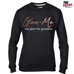 Glam-Ma Grandma Black/Rose Gold Sweater (MRK X) grandma outfits sale