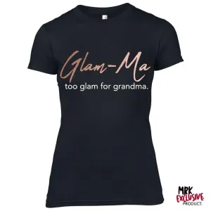 Glam-Ma Grandma Black/Rose Gold Tee (MRK X) grandma outfits sale