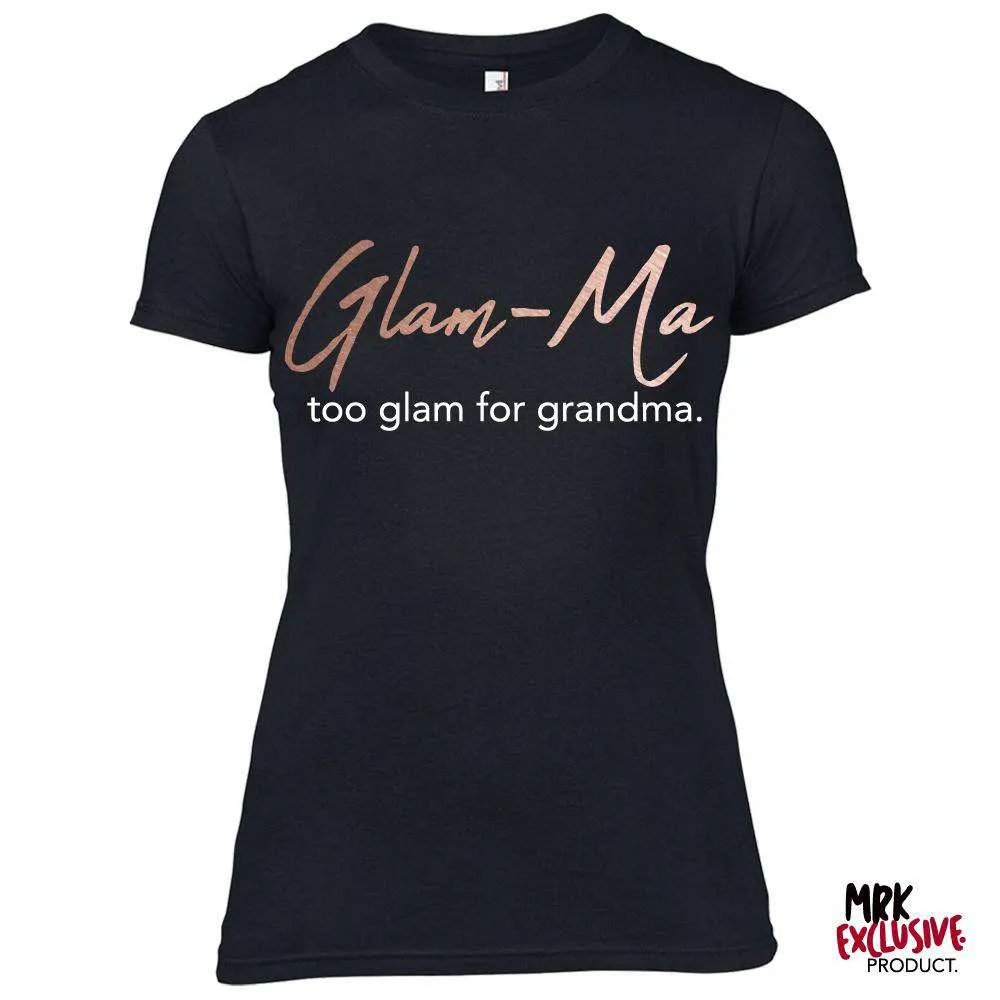 Glam-Ma Grandma Black/Rose Gold Tee (MRK X) grandma outfits sale