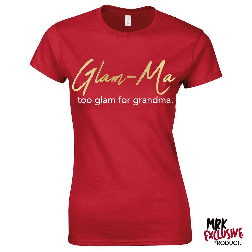 Glam-Ma Grandma Fire Red/Gold Tee (MRK X) grandma outfits sale