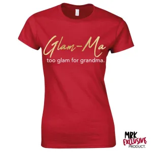 Glam-Ma Grandma Fire Red/Gold Tee (MRK X) grandma outfits sale