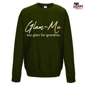 Glam-Ma Grandma Forest Green/Gold Sweater (MRK X) grandma outfits sale