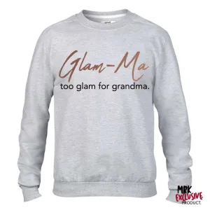 Glam-Ma Grandma Heather Grey/Rose Gold Sweater (MRK X) grandma outfits sale