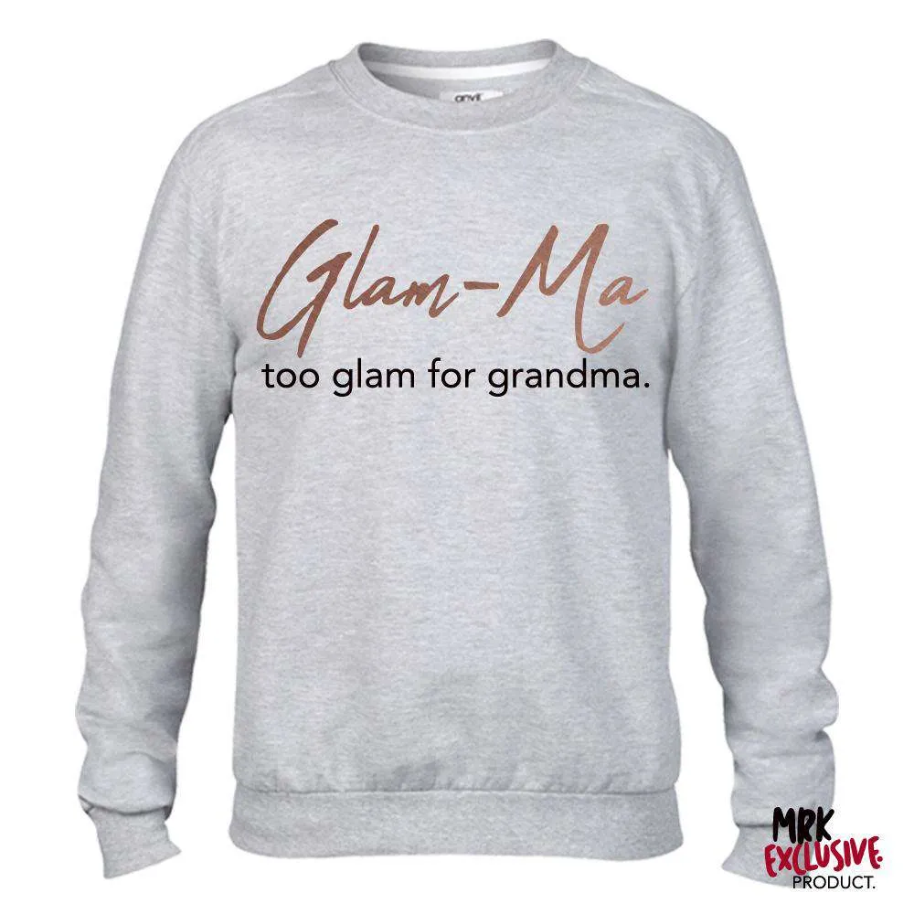 Glam-Ma Grandma Heather Grey/Rose Gold Sweater (MRK X) grandma outfits sale