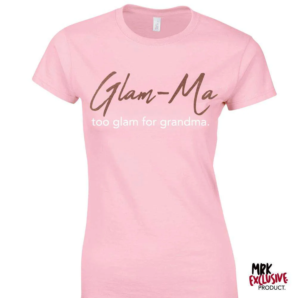 Glam-Ma Grandma Pink Rose/White Tee (MRK X) grandma outfits sale