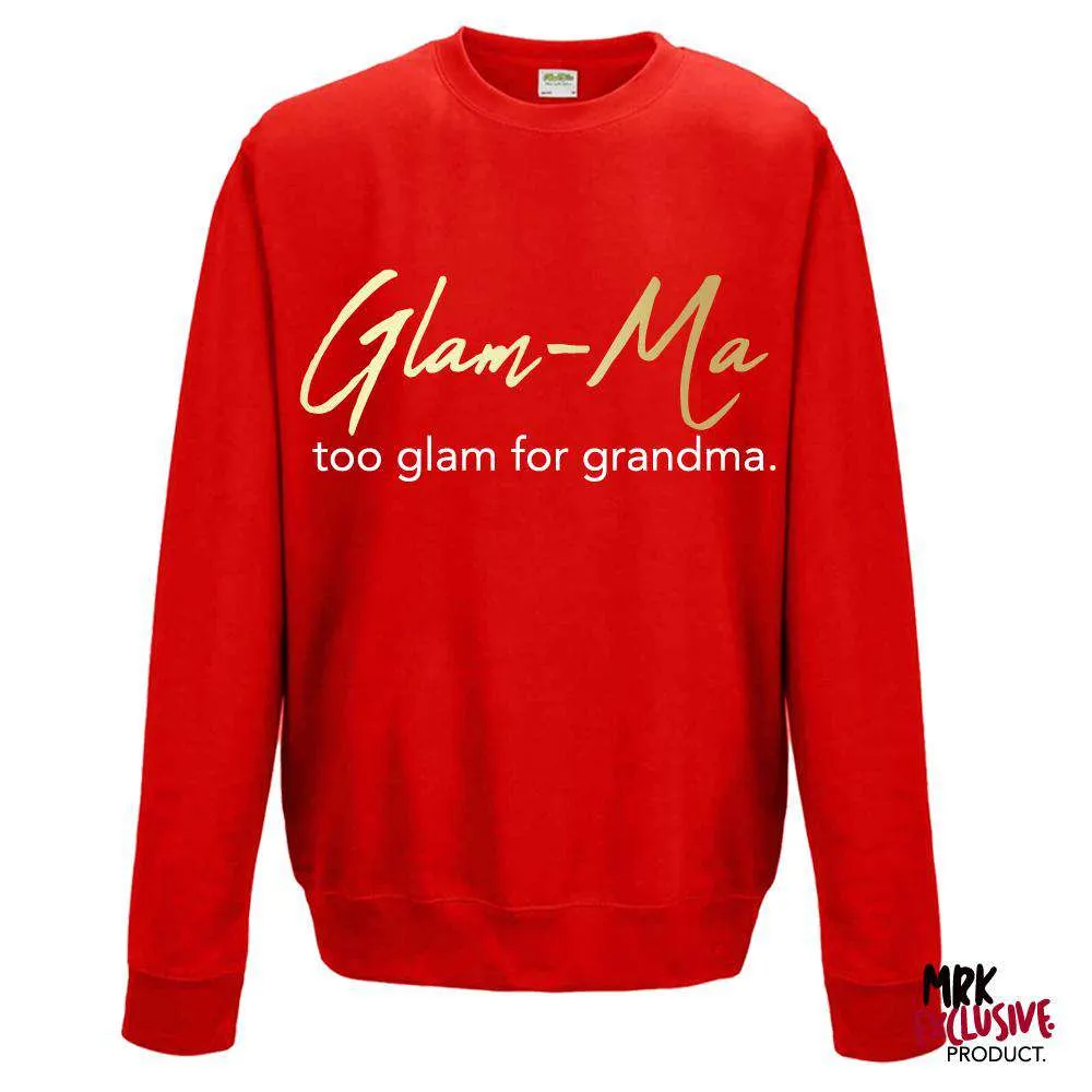 Glam-Ma Grandma Red/Gold Sweater (MRK X) grandma outfits sale