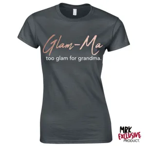 Glam-Ma Grandma Steel Grey/Rose Gold Tee (MRK X) grandma outfits sale