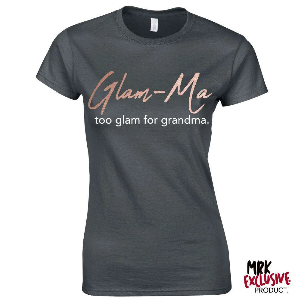 Glam-Ma Grandma Steel Grey/Rose Gold Tee (MRK X) grandma outfits sale