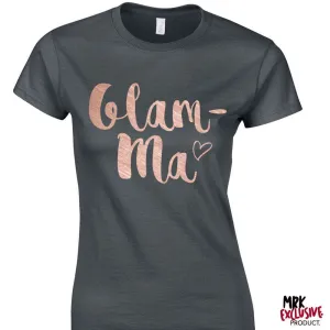 Glam-Ma SCRIPT Grandma Charcoal/Rose Gold Tee (MRK X) grandma outfits sale