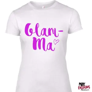Glam-Ma SCRIPT Grandma White/Hot Pink Tee (MRK X) grandma outfits sale