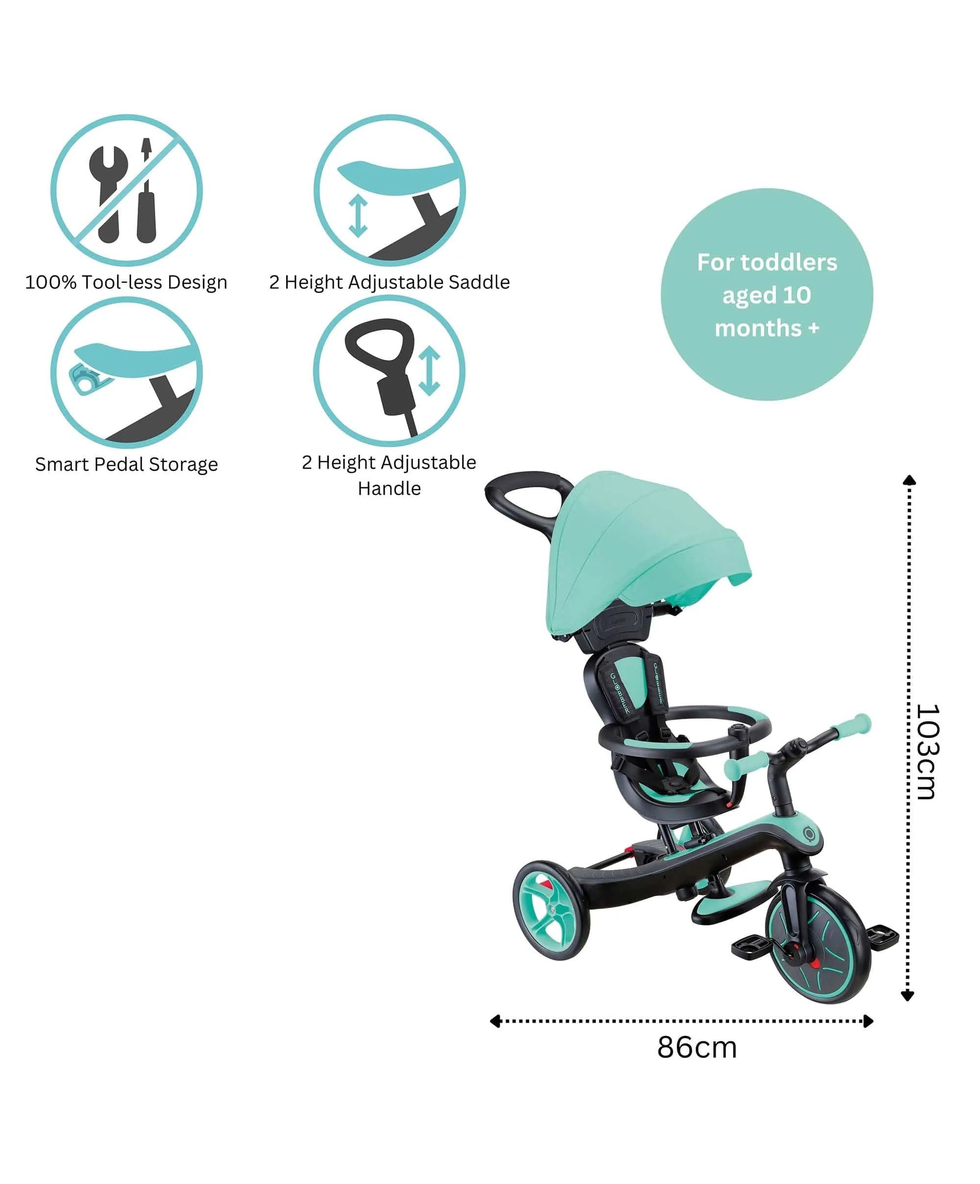 Globber Explorer Dreirad 4 in 1 - Minze
