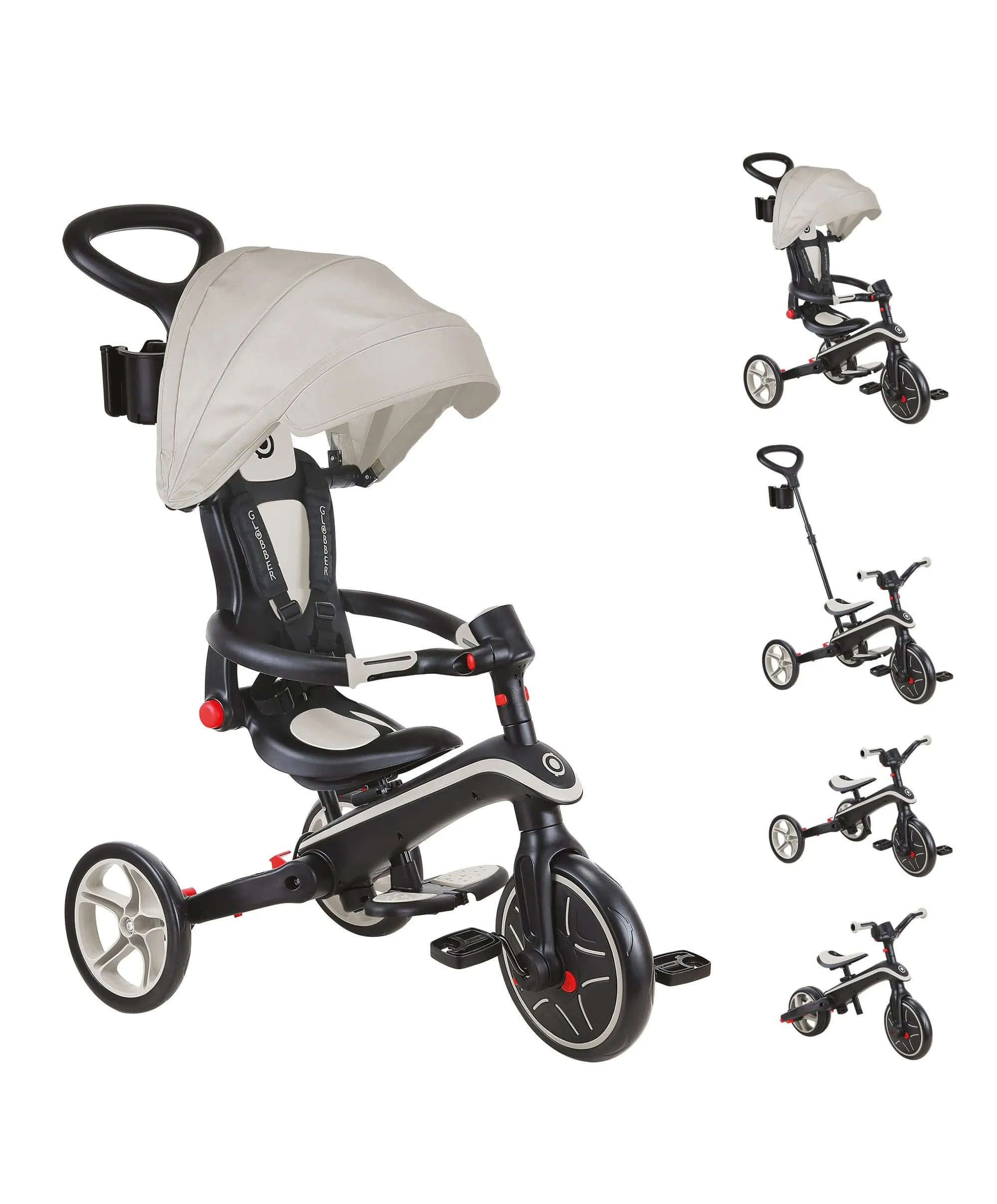 Globber Explorer Dreirad Klappbar 4 in 1 - Taupe Babykids Globber