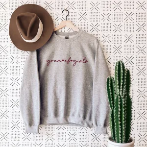 Gran of Girls Script Heart Sweatshirts Grandparent Clothing - grandma outfits sale