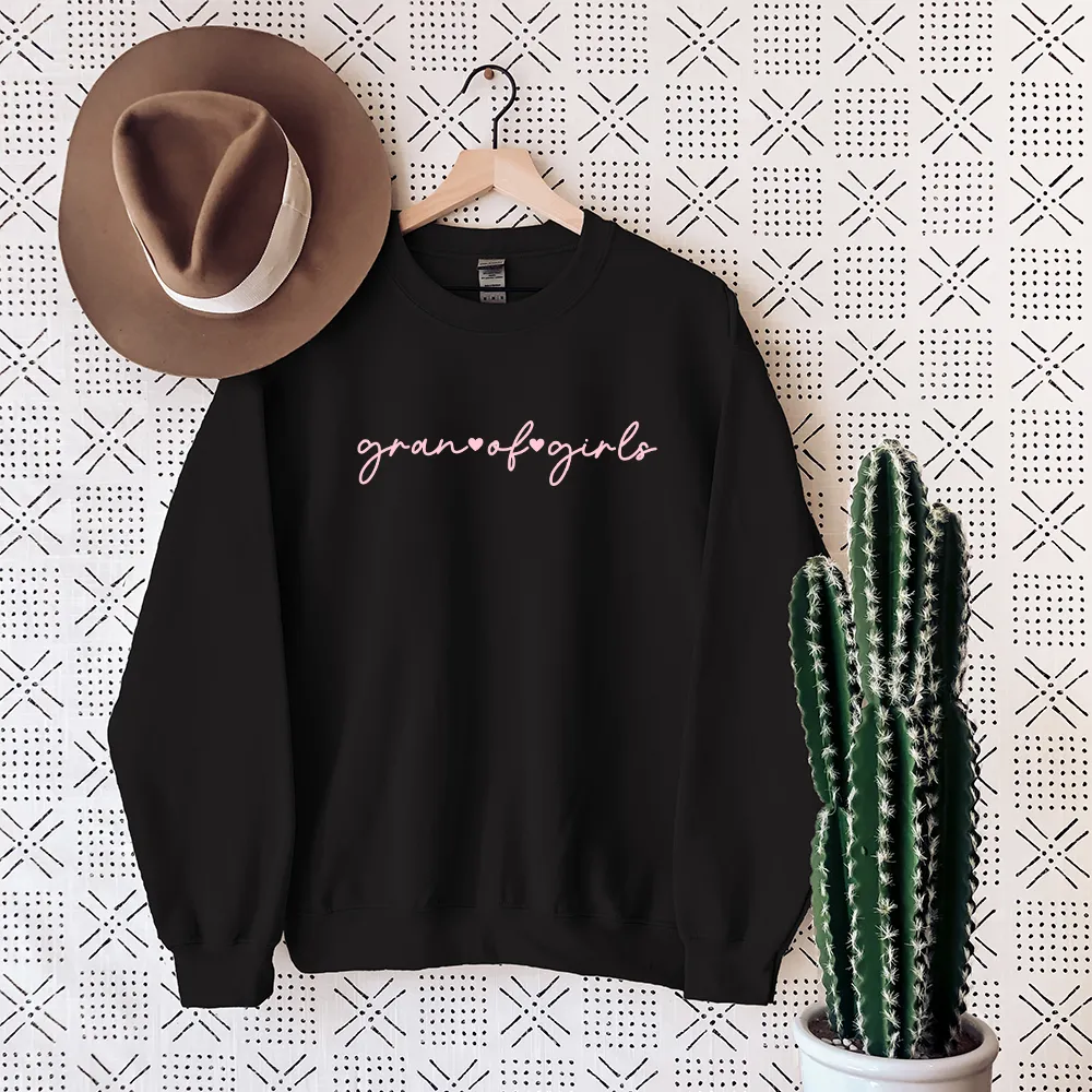 Gran of Girls Script Heart Sweatshirts