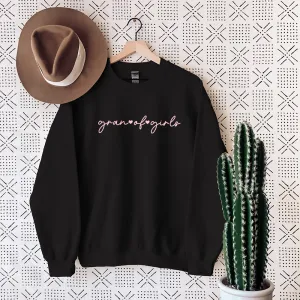 Gran of Girls Script Heart Sweatshirts grandma outfits sale