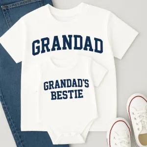 Grandad & Bestie College Matching White T-Shirt & Baby Vest Grandparent Clothing - grandpa clothes outlet