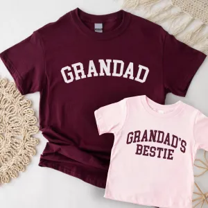 Grandad & Grandad's Bestie College Matching Burgundy/Pink T-shirts Grandparent Clothing - grandpa clothes outlet