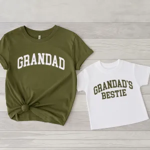 Grandad & Grandad's Bestie College Matching Green/White T-shirts Grandparent Clothing - grandpa clothes outlet