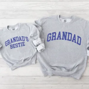 Grandad & Grandad's Bestie College Matching Grey/Blue Sweatshirts Grandparent Clothing - grandpa clothes outlet