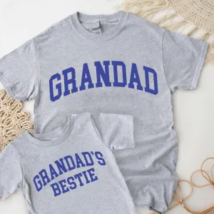 Grandad & Grandad's Bestie College Matching Grey/Blue T-shirts Grandparent Clothing - grandpa clothes outlet