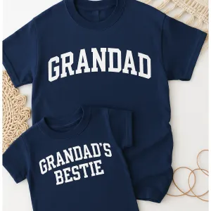 Grandad & Grandad's Bestie College Matching Navy T-Shirts Grandparent Clothing - grandpa clothes outlet