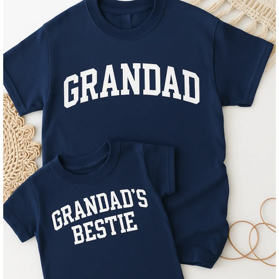 Grandad & Grandad's Bestie College Matching Navy T-Shirts Grandparent Clothing - grandpa clothes outlet