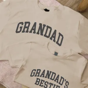 Grandad & Grandad's Bestie College Matching Sand/Charcoal T-Shirts Grandparent Clothing - grandpa clothes outlet