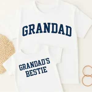 Grandad & Grandad's Bestie College Matching White T-Shirts Grandparent Clothing - grandpa clothes outlet