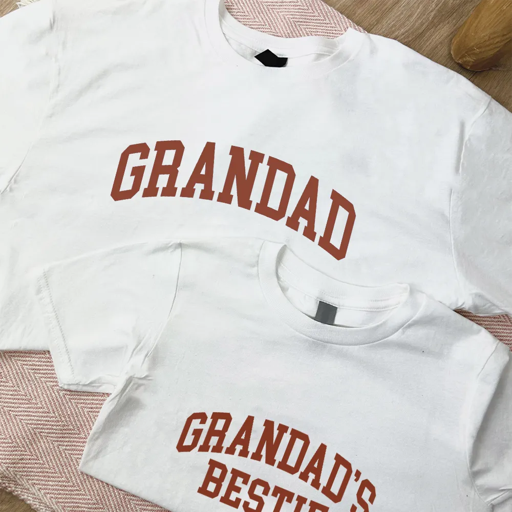 Grandad & Grandad's Bestie College Matching White/Rust T-Shirts Grandparent Clothing - grandpa clothes outlet