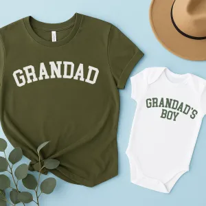 Grandad & Grandad's Boy College Matching T-Shirt & Baby Vest Grandparent Clothing - grandpa clothes outlet