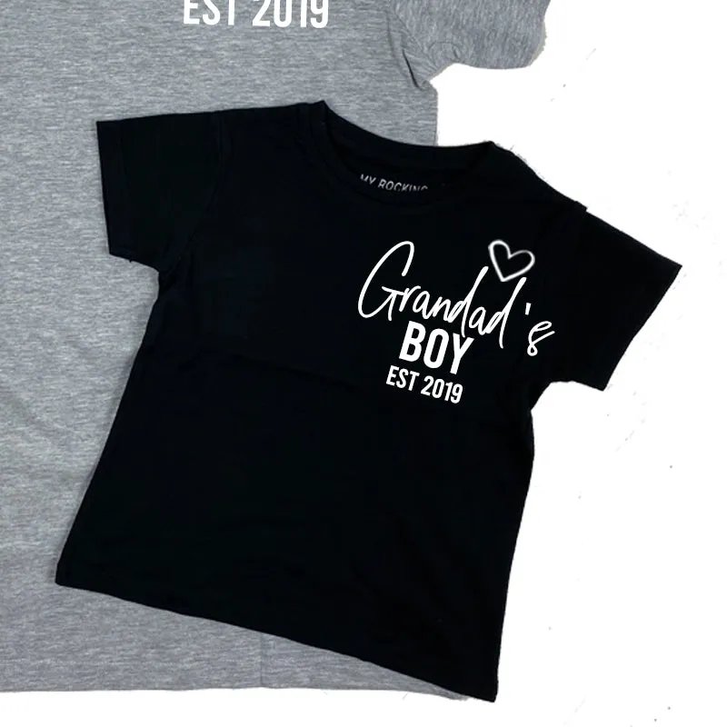 Grandad & Grandad's Boy Mini Logo Heart Established Matching T-Shirts (MRK X)