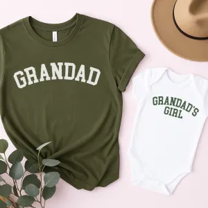 Grandad & Grandad's Girl College Matching T-Shirt & Baby Vest Grandparent Clothing - grandpa clothes outlet