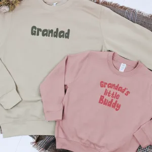 Grandad & Grandad's Little Buddy Matching Sand/Dusty Pink Sweatshirts Grandparent Clothing - grandma outfits sale