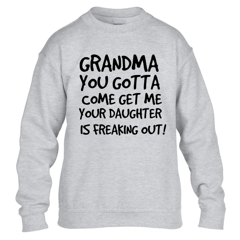 Grandma Come Get Me Heather Grey Sweatshirt (MRK X) grandma outfits sale