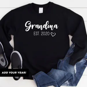 Grandma Established Bella Script Personalised Sweatshirt (MRK X) grandma outfits sale