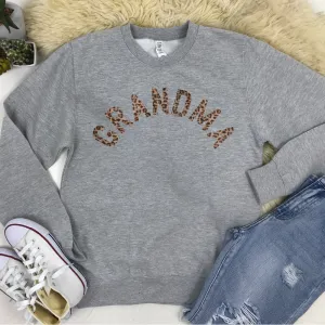 Grandma Leopard Sweatshirt 00 (MRK X) Grandparent Clothing - senior fashion cheap