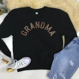 Grandma Leopard Sweatshirt 00 (MRK X) Grandparent Clothing - senior fashion cheap