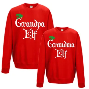Grandpa & Grandma Elf Matching Sweatshirts (MRK X) Grandparent Clothing - senior fashion cheap